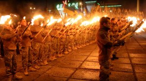 Azov Battalion torch parade in Mariupol, Ukraine on Dec 20, 2015 (YouTube screenshot)