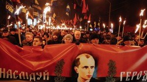 Jan 1, 2015 rally in Kyiv honoring Nazi German collaborator Stepan Bandera, photo by EPA