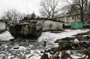 Aftermath of fighting in Vuhlehirsk, Donetsk region, Feb 4, 2015, photo by Maxim Shemetov, Reuters