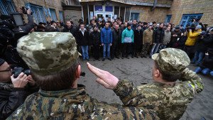 Conscripts reporting for duty in Kyiv (Evgeny Kotenko, RIA Novosti)