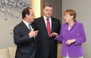 Hollande, Poroshenko and Merkel