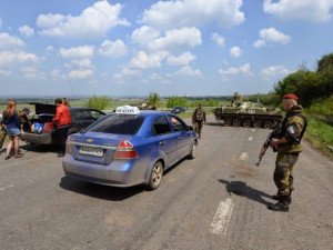 Ukraine army checkpoint entering Donbas, southeast Ukraine