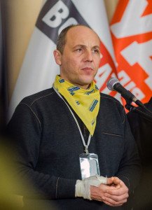 Andriy Parubiy, commander of right-wing vigilantes on Maidan Square in 2013-14