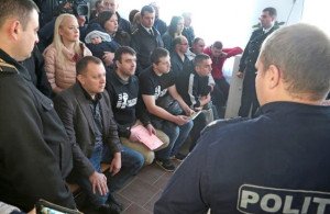 Political prisoners of the Red Bloc' in Moldova, at a court hearing in the city of Risinau on Oct 28, 2015. On left, seated, is Gregory Petrenko