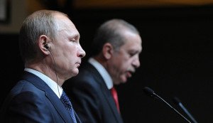 Russian President Vladimir Putin and Turkish President Recep Tayyip Erdogan in Ankara, Dec. 1, 2014 (Mikhail Klimentyev, Reuters)