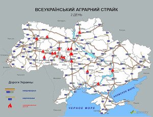 Roads blocked by farmer protests in Ukraine Dec 28, 2015 (image on Agravery.com)