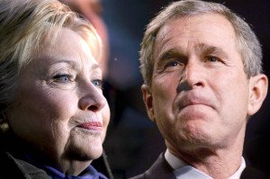 Hillary Clinton and George W. Bush (photos by Brian Snyder of Reuters, photo montage by Salon)