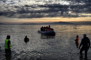 Refugees arriving at Greek island of Lesbos from the Middle East (AFP)