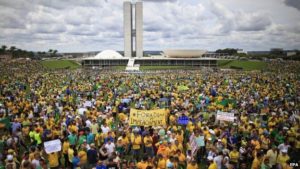 March 16, 2016 protest at Brazilian legislature in Brasilia calling for removal of elected president Dilma Rousseff (EPA)