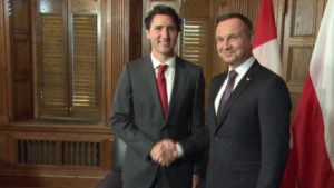 Canadian Prime Minister Justin Trudeau and Polish President Andrzej Duda in Ottawa May 10, 2016 (Jennifer Chevalier, CBC)