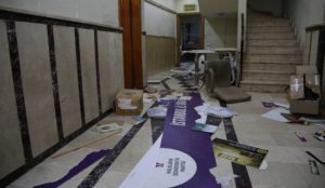 Aftermath of early morning police raid on Istanbul offices of HDP party on August 11, 2016