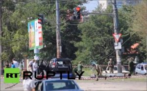 Scene of the bomb attack against Igor Plotnitsky in Lugansk on August 6, 2016