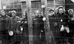 Female prisoners at Ravensbrück concentration at the time of liberation by the Soviet Army in 1945