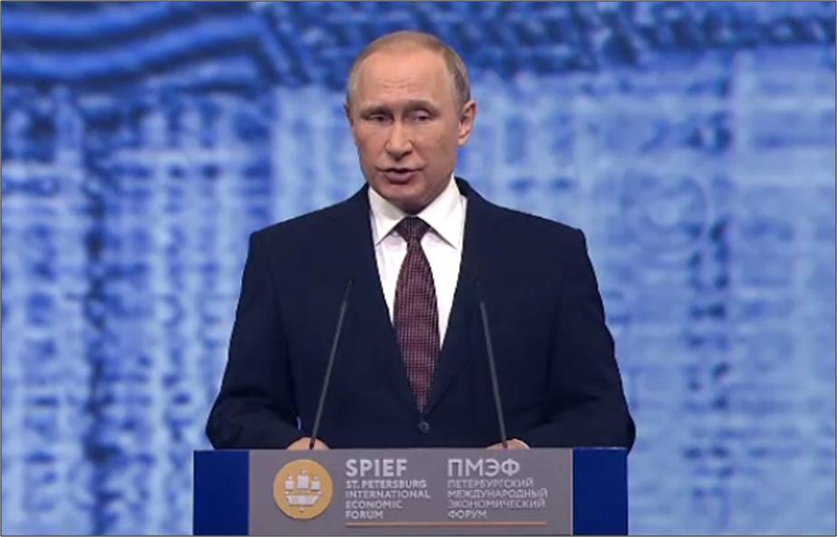 Vladimir Putin speaks on the Russian economy to St...