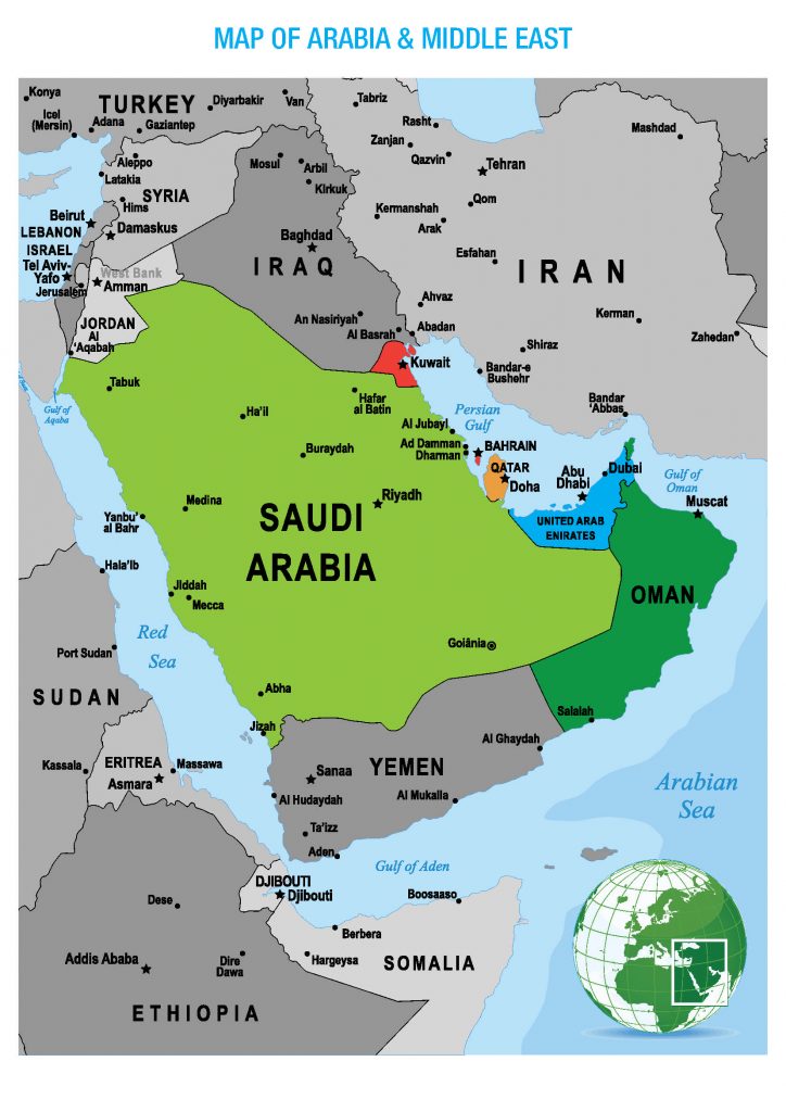 Map of Arab Gulf states - New Cold War: Know Better