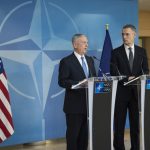 Secretary of Defense Jim Mattis hosts a joint press meeting with NATO Secretary General Jens Stoltenberg at the NATO Headquarters in Brussels, Belgium, Feb. 15, 2017.)