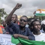 Protesters demonstrate on independence day in Niamey on August 3, 2023 © AFP